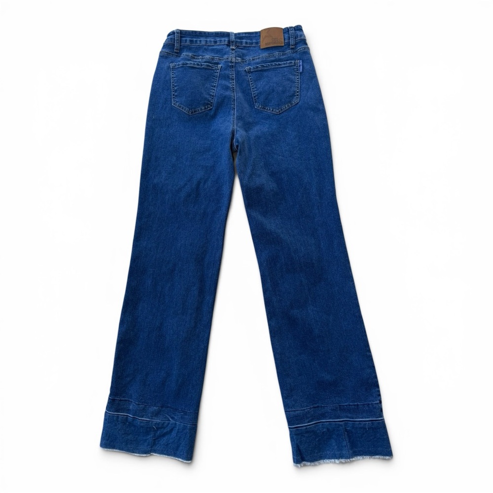 Wide Leg Cuffed Jeans‎ High Rise Raw Hem Trouser Denim Boho Western Size 26x33” - Picture 4 of 7